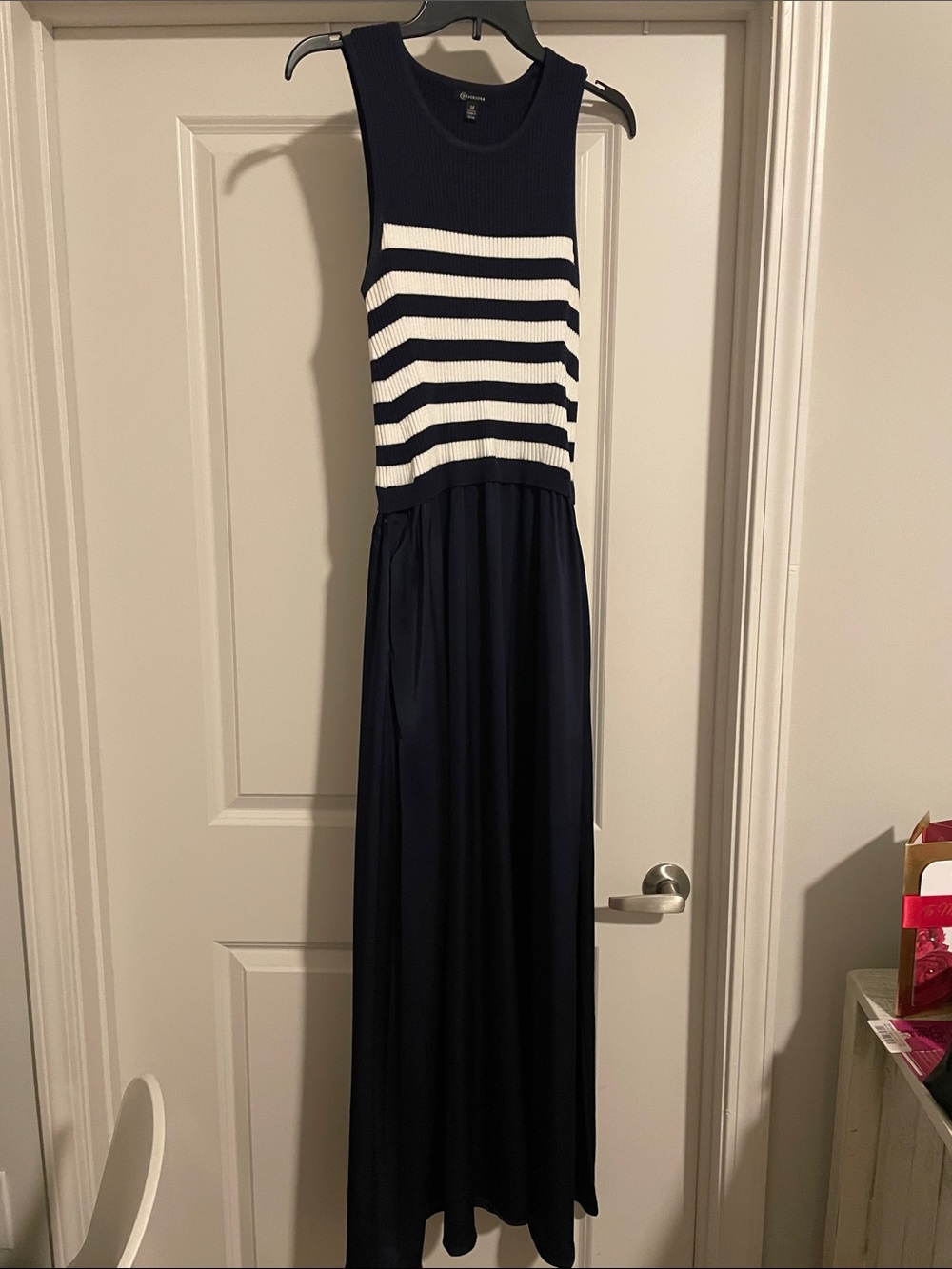 Versona Navy and White Striped Sleeveless Maxi Dress